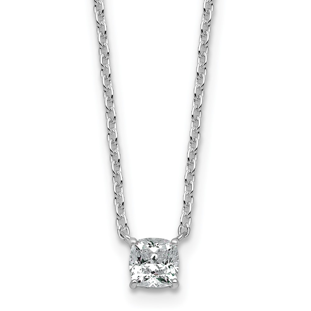 14K White Gold 0.50 Carat Cushion Four Prong Pendant Mounting