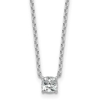 14K White Gold 0.50 Carat Lab Grown Diamond VS+ F+ Cushion Complete Four Prong Pendant Necklace, 18" view 1