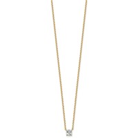 14K Yellow Gold 0.50 Carat Lab Grown Diamond VS+ F+ Cushion Complete Four Prong Pendant Necklace, 18" view 2