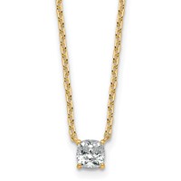 14K Yellow Gold 0.50 Carat Lab Grown Diamond VS+ F+ Cushion Complete Four Prong Pendant Necklace, 18" view 1