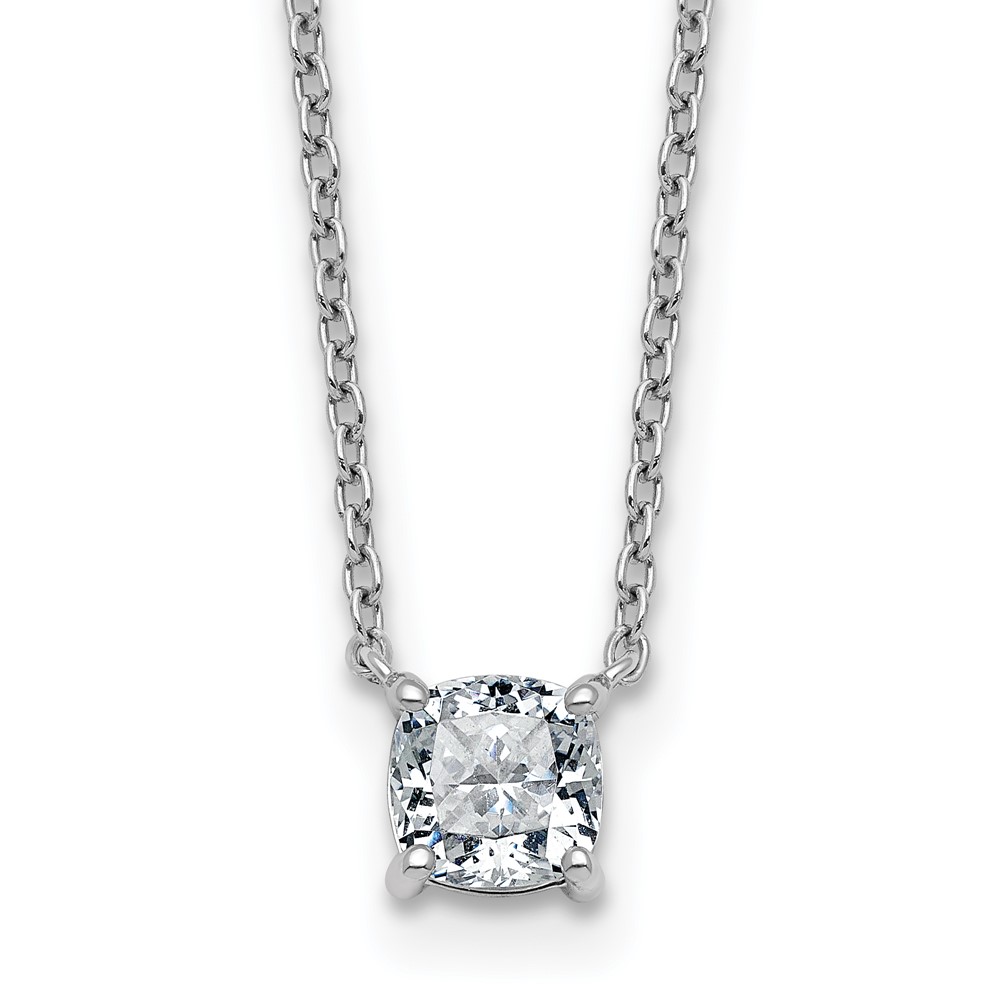 14K White Gold 0.75 Carat Cushion Four Prong Pendant Mounting