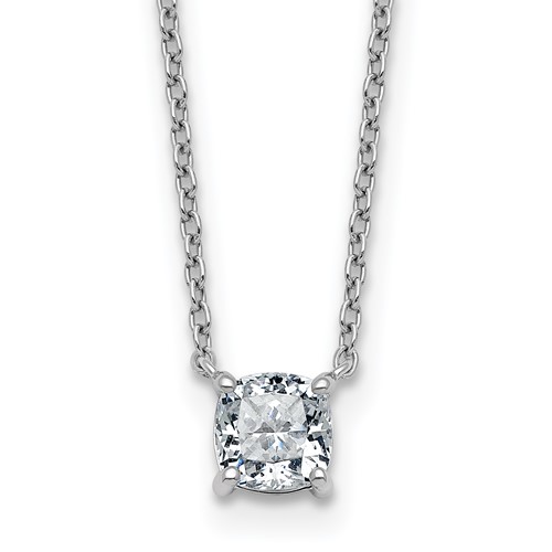 14K White Gold 0.75 Carat Cushion Four Prong Pendant Mounting