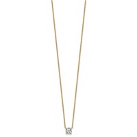 14K Yellow Gold 0.75 Carat Lab Grown Diamond VS+ F+ Cushion Complete Four Prong Pendant Necklace, 18" view 2