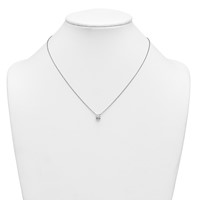 14K White Gold 1 Carat Certified Lab Grown Diamond VS+ F+ Cushion Complete Four Prong Pendant Necklace, 18" view 3
