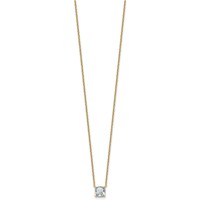 14K Yellow Gold 1 Carat Lab Grown Diamond VS+ F+ Cushion Complete Four Prong Pendant Necklace, 18" view 2