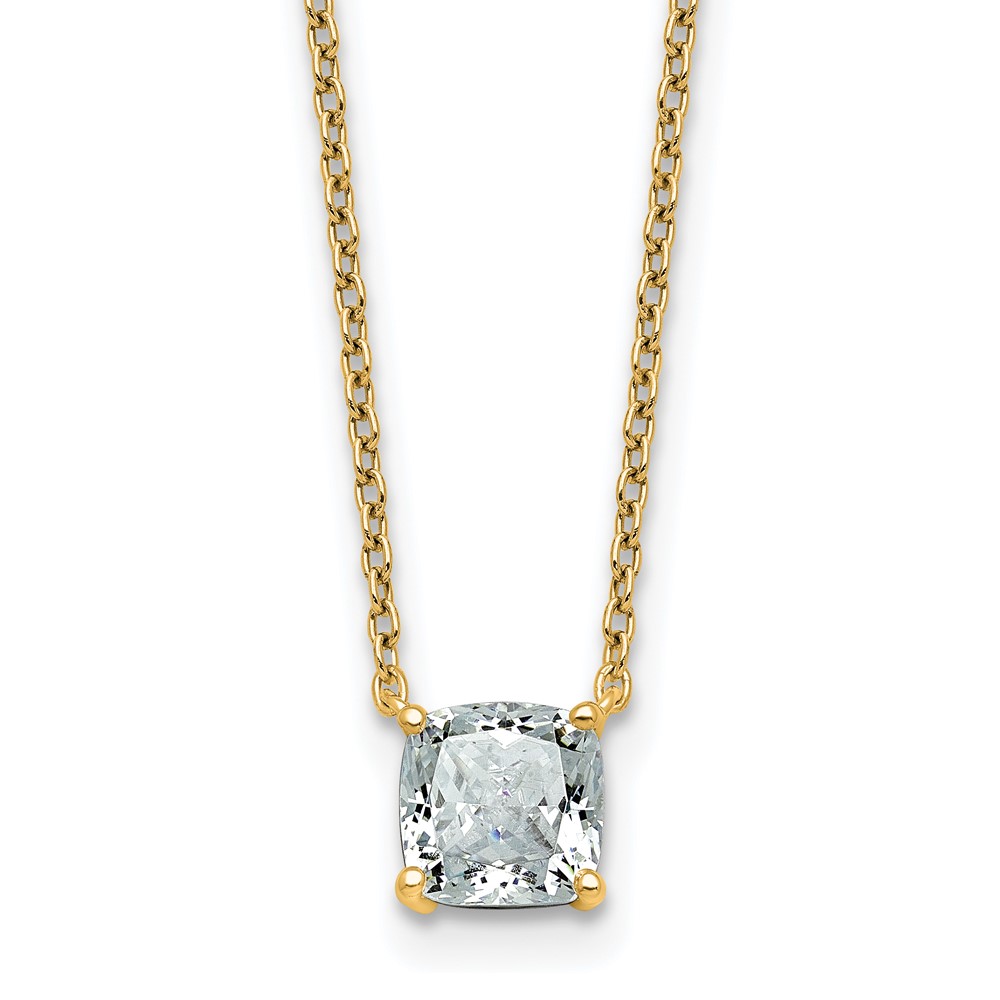 14K Yellow Gold 1 Carat Cushion Four Prong Pendant Mounting
