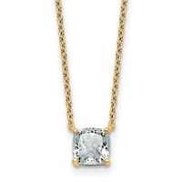 14K Yellow Gold 1 Carat Lab Grown Diamond VS+ F+ Cushion Complete Four Prong Pendant Necklace, 18" view 1