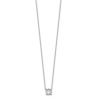 14K White Gold 1.50 Carat Lab Grown Diamond VS+ F+ Cushion Complete Four Prong Pendant Necklace, 18" view 2
