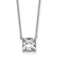 14K White Gold 1.50 Carat Lab Grown Diamond VS+ F+ Cushion Complete Four Prong Pendant Necklace, 18" view 1