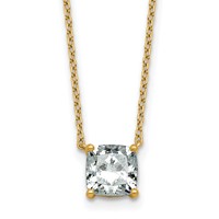 14K Yellow Gold 1.50 Carat Certified Lab Grown Diamond VS+ F+ Cushion Complete Four Prong Pendant Necklace, 18" view 1