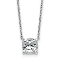 14K White Gold 2 Carat Certified Lab Grown Diamond VS+ F+ Cushion Complete Four Prong Pendant Necklace, 18" view 1
