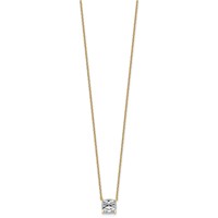 14K Yellow Gold 2 Carat Certified Lab Grown Diamond VS+ F+ Cushion Complete Four Prong Pendant Necklace, 18" view 2