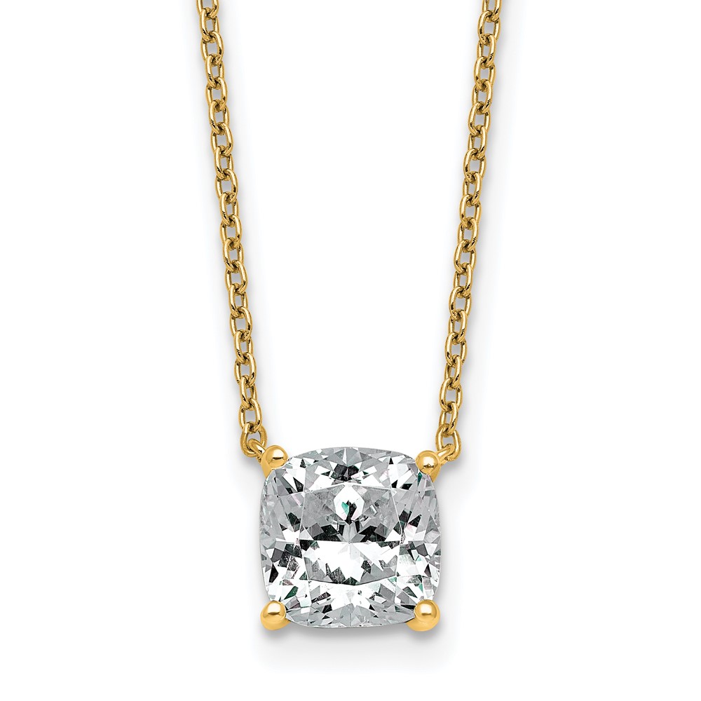 14K Yellow Gold 2 Carat Cushion Four Prong Pendant Mounting