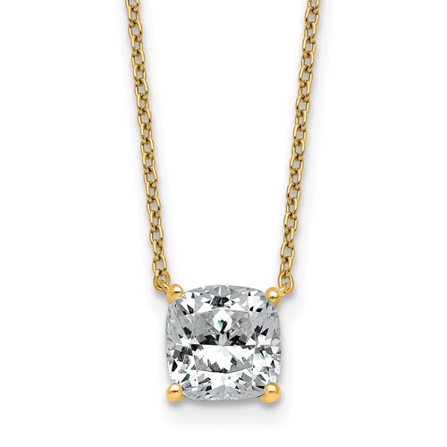 14K Yellow Gold 2 Carat Cushion Four Prong Pendant Mounting
