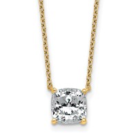 14K Yellow Gold 2 Carat Certified Lab Grown Diamond VS+ F+ Cushion Complete Four Prong Pendant Necklace, 18" view 1