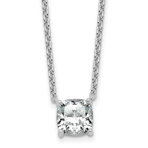 14K White Gold 2.50 Carat Cushion Four Prong Pendant Mounting