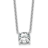 14K White Gold 2.50 Carat Certified Lab Grown Diamond VS+ F+ Cushion Complete Four Prong Pendant Necklace, 18" view 1