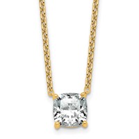 14K Yellow Gold 2.50 Carat Certified Lab Grown Diamond VS+ F+ Cushion Complete Four Prong Pendant Necklace, 18" view 1