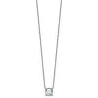 14K White Gold 3 Carat Lab Grown Diamond VS+ F+ Cushion Complete Four Prong Pendant Necklace, 18" view 2