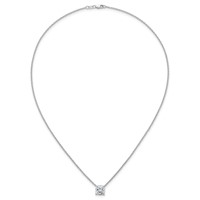 14K White Gold 3 Carat Lab Grown Diamond VS+ F+ Cushion Complete Four Prong Pendant Necklace, 18" view 4