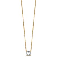 14K Yellow Gold 3 Carat Certified Lab Grown Diamond VS+ F+ Cushion Complete Four Prong Pendant Necklace, 18" view 2