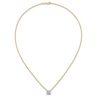 14K Yellow Gold 3 Carat Certified Lab Grown Diamond VS+ F+ Cushion Complete Four Prong Pendant Necklace, 18" view 4