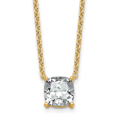 14K Yellow Gold 3 Carat Cushion Four Prong Pendant Mounting