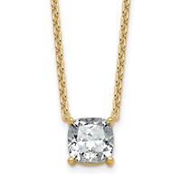 14K Yellow Gold 3 Carat Certified Lab Grown Diamond VS+ F+ Cushion Complete Four Prong Pendant Necklace, 18" view 1