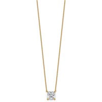 14K Yellow Gold 3.50 Carat Certified Lab Grown Diamond VS+ F+ Cushion Complete Four Prong Pendant Necklace, 18" view 2