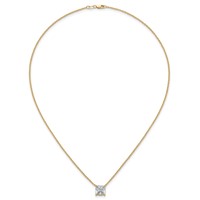 14K Yellow Gold 3.50 Carat Certified Lab Grown Diamond VS+ F+ Cushion Complete Four Prong Pendant Necklace, 18" view 4