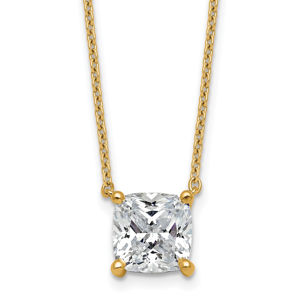14K Yellow Gold 3.50 Carat Cushion Four Prong Pendant Mounting