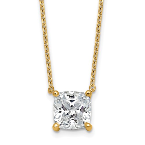 14K Yellow Gold 3.50 Carat Cushion Four Prong Pendant Mounting