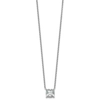 14K White Gold 4 Carat Lab Grown Diamond VS+ F+ Cushion Complete Four Prong Pendant Necklace, 18" view 2