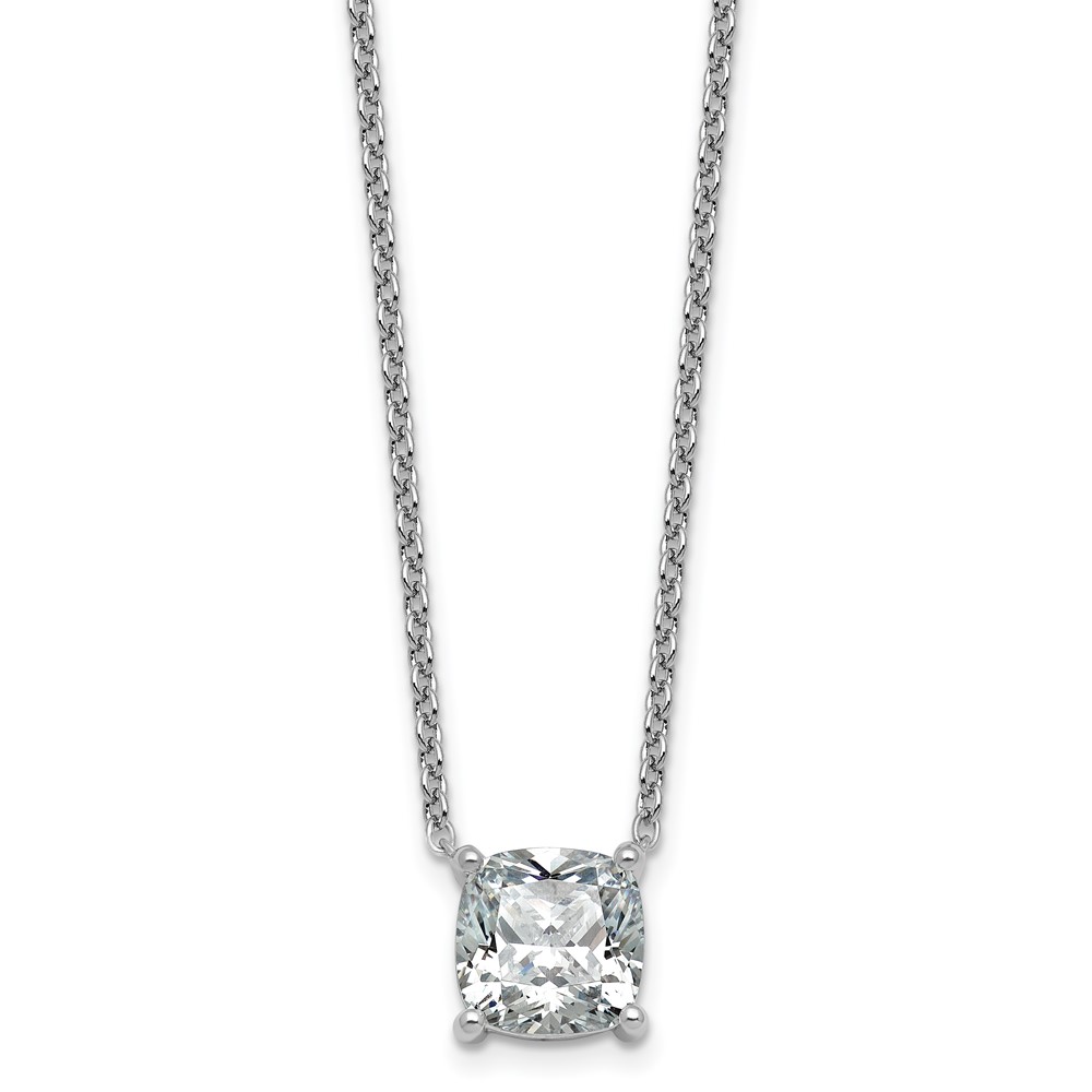 14K White Gold 4 Carat Cushion Four Prong Pendant Mounting