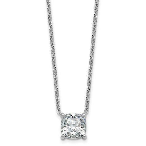 14K White Gold 4 Carat Cushion Four Prong Pendant Mounting