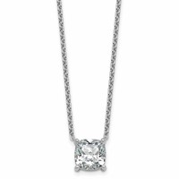 14K White Gold 4 Carat Lab Grown Diamond VS+ F+ Cushion Complete Four Prong Pendant Necklace, 18" view 1