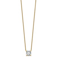 14K Yellow Gold 4 Carat Lab Grown Diamond VS+ F+ Cushion Complete Four Prong Pendant Necklace, 18" view 2