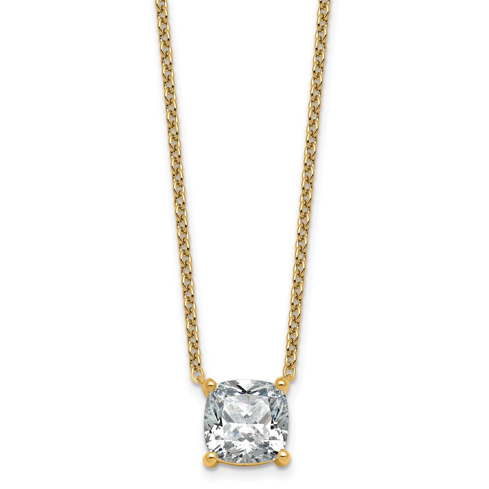 14K Yellow Gold 4 Carat Cushion Four Prong Pendant Mounting