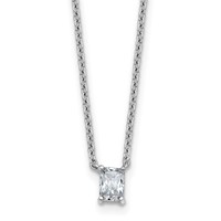 14K White Gold 0.25 Carat Lab Grown Diamond VS+ F+ Radiant Complete Four Prong Pendant Necklace, 18" view 1