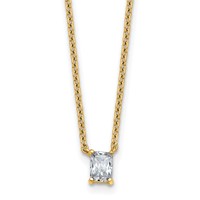 14K Yellow Gold 0.25 Carat Lab Grown Diamond VS+ F+ Radiant Complete Four Prong Pendant Necklace, 18" view 1