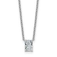 14K White Gold 0.50 Carat Lab Grown Diamond VS+ F+ Radiant Complete Four Prong Pendant Necklace, 18" view 1