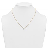 14K Yellow Gold 0.50 Carat Lab Grown Diamond VS+ F+ Radiant Complete Four Prong Pendant Necklace, 18" view 3