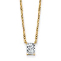 14K Yellow Gold 0.50 Carat Lab Grown Diamond VS+ F+ Radiant Complete Four Prong Pendant Necklace, 18" view 1