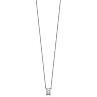 14K White Gold 0.75 Carat Lab Grown Diamond VS+ F+ Radiant Complete Four Prong Pendant Necklace, 18" view 2