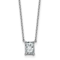 14K White Gold 0.75 Carat Lab Grown Diamond VS+ F+ Radiant Complete Four Prong Pendant Necklace, 18" view 1