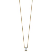 14K Yellow Gold 0.75 Carat Lab Grown Diamond VS+ F+ Radiant Complete Four Prong Pendant Necklace, 18" view 2