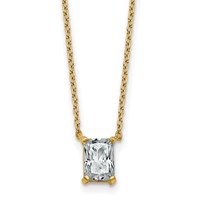 14K Yellow Gold 0.75 Carat Lab Grown Diamond VS+ F+ Radiant Complete Four Prong Pendant Necklace, 18" view 1