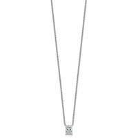 14K White Gold 1 Carat Certified Lab Grown Diamond VS+ F+ Radiant Complete Four Prong Pendant Necklace, 18" view 2