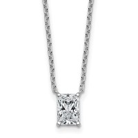 14K White Gold 1 Carat Certified Lab Grown Diamond VS+ F+ Radiant Complete Four Prong Pendant Necklace, 18" view 1