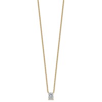 14K Yellow Gold 1 Carat Lab Grown Diamond VS+ F+ Radiant Complete Four Prong Pendant Necklace, 18" view 2